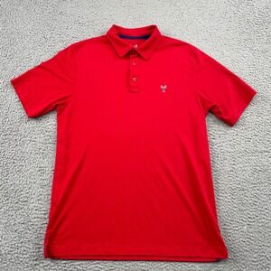 The Hamptons Polo Shirt Mens Medium Red Lobster Logo Short Sleeve Pique Cotton
